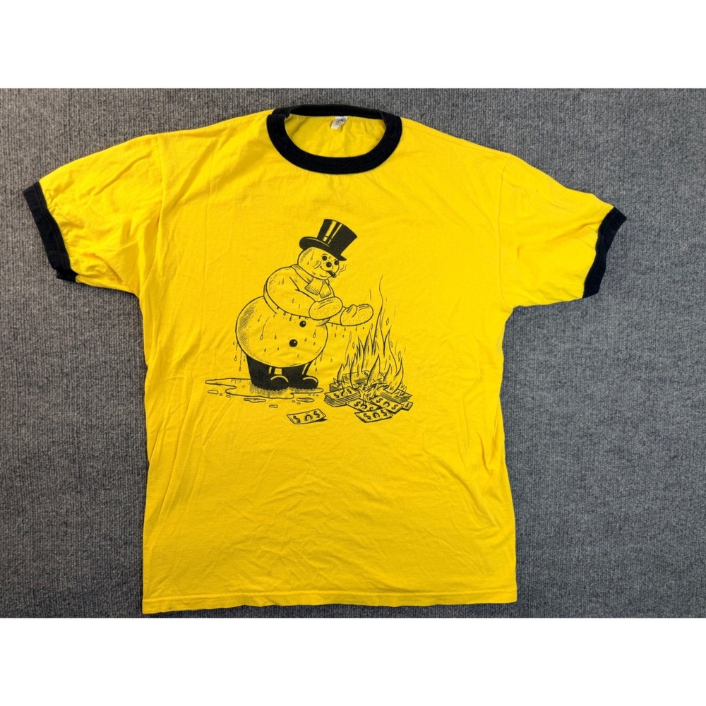 They Might Be Giants Shirt Mens Large Yellow Ringer Tee 20th Anniversary Graphic
